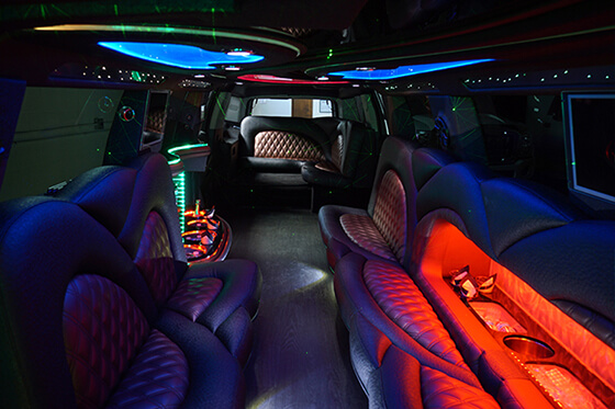 plush seats on limo