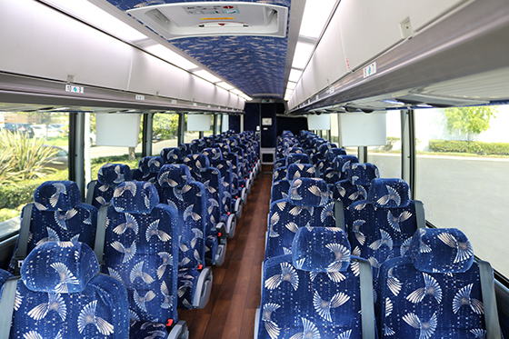 Reclining seats on charter bus